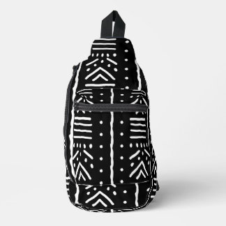 Sac à bandoulière en mudcloth noir africain - Cros