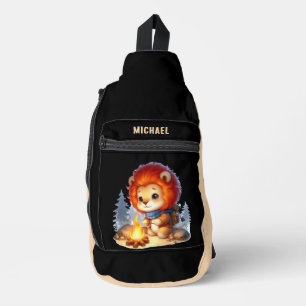 Sac À Bandoulière Enfants mignons camping ajouter nom lion