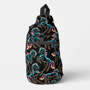 Sac À Bandoulière Enseigne au néon Cheval Style Rétro Glitch
