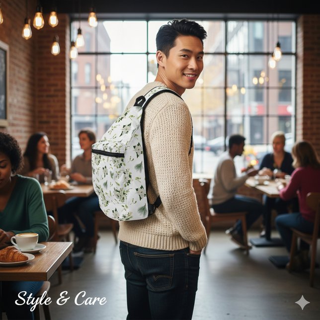 Sac À Bandoulière Eye-Catching White Green Floral Pattern Stylish (Eye-Catching White Green Floral Pattern Stylish Sling Bag)