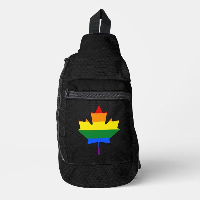 Sac À Bandoulière Feuille d'érable de fierté arc-en-ciel  (Recto)