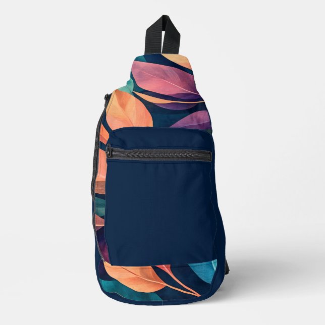 Sac À Bandoulière Feuilles Abstraites Colorées (Recto)