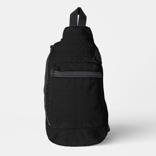 Sac À Bandoulière Finition Micro Tech Carbone Noir Stealth Élégante (Recto)