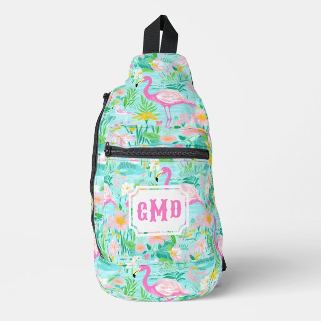 Sac À Bandoulière Flamant rose d'été de Preppy | Monogramme (Recto)