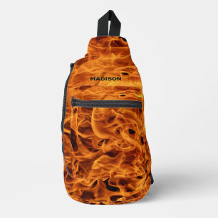 Sac À Bandoulière Flammes d'incendie de nom personnalisé