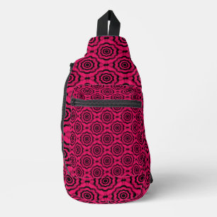 Sac À Bandoulière Fleur noire framboise Motif sans couture