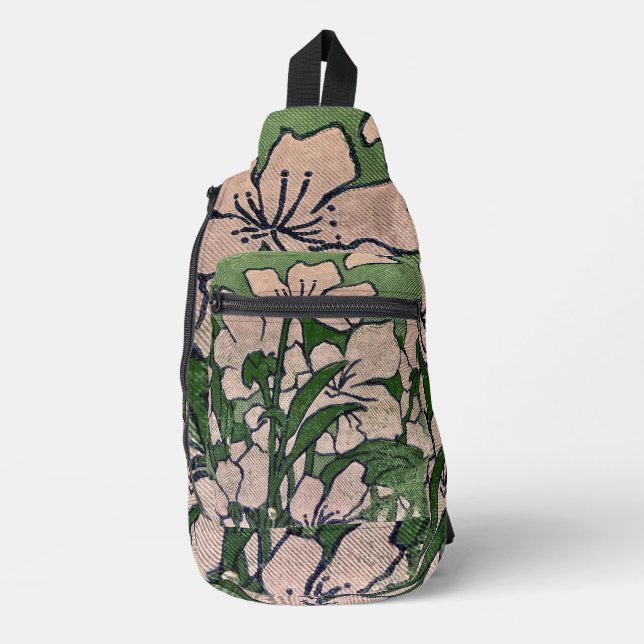 Sac À Bandoulière Fleur rose verte   (Recto)