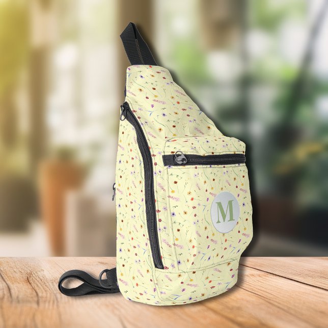 Sac À Bandoulière Fleur sauvage Jaune élégant et raffiné (Stylish Delicate Wildflowers Yellow Sling Bag)