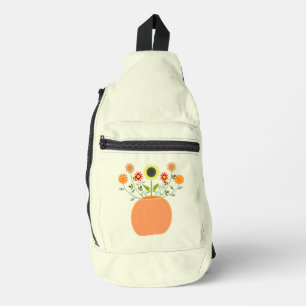 Sac À Bandoulière Fleurs d'action de grâce en Citrouille