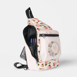 Sac À Bandoulière Fleurs de jardin vintage pêche