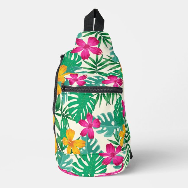 Sac À Bandoulière Fleurs tropicales  (Recto)