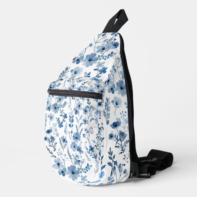 Sac À Bandoulière Floral bleu (Coin droit)