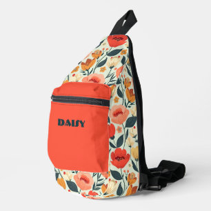 Sac À Bandoulière Floral orange et vert rétro