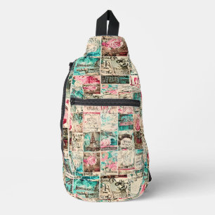 Sac À Bandoulière Fond de collage moderne Illustrations rétro