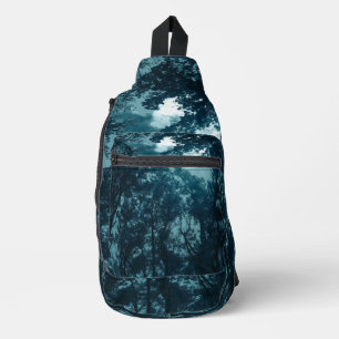 Sac À Bandoulière Forêt nocturne enchanteresse avec Pleine lune