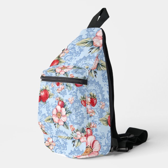 Sac À Bandoulière Fraises et fleurs de fraises (Coin droit)