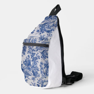 Sac À Bandoulière Française toile de jouy bleu et blanc élégant