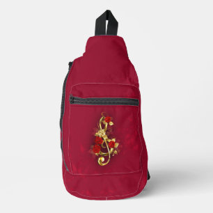 Sac À Bandoulière Golden Treble Clef avec fleurs Roses