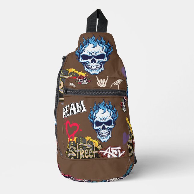 Sac À Bandoulière Graffiti éffrayant sur mesure (Recto)