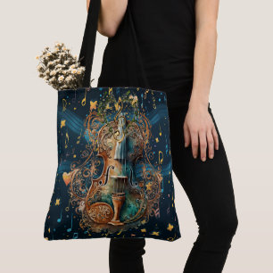 Sac à bandoulière grand format violon bleu et or c