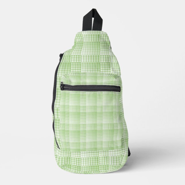 Sac À Bandoulière Green White Checker Abstract Pattern (Recto)