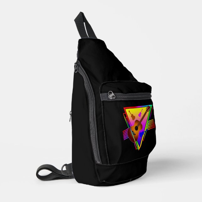 Sac À Bandoulière Guitare Colorée Rétro (Coin gauche)