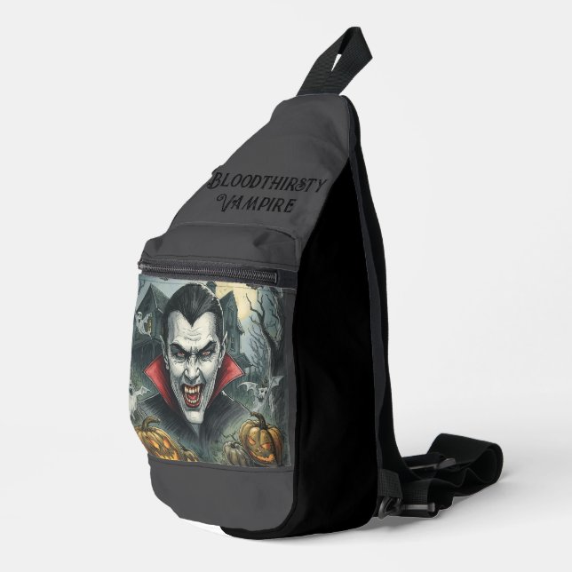 Sac À Bandoulière Halloween, Vampire assoiffé de sang, Épouvantable  (Coin droit)
