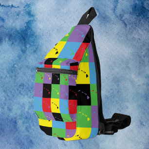 Sac À Bandoulière Hawaii Outline Pop Art Motif d'État