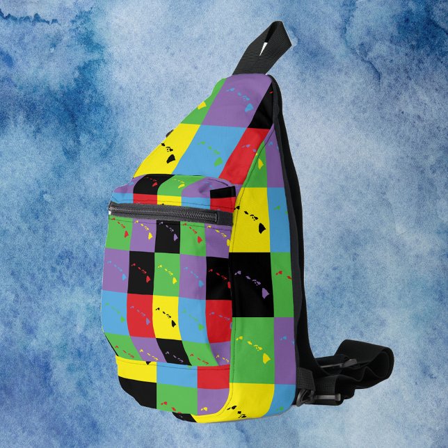 Sac À Bandoulière Hawaii Outline Pop Art Motif d'État (A sling bag with a pop art pattern of the US state of Hawaii)