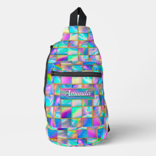 Sac À Bandoulière Holographe élégant tendance fausse or géométrique