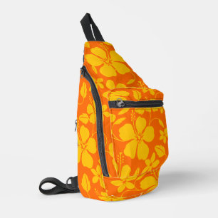 SAC À BANDOULIÈRE HULA HAWAIEN (HIBISCUS) EN MELANGE ORANGE