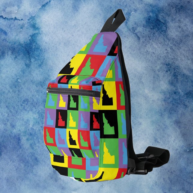Sac À Bandoulière Idaho Pop Art State Outline Motif (A fun bag with a pop art pattern of Idaho)