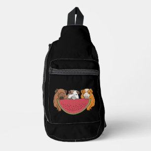Sac À Bandoulière Illustration des Cochons de Guinée et de la pastèq