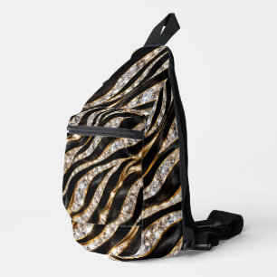 Sac À Bandoulière Impression d'animal en cristal de zèbre de luxe