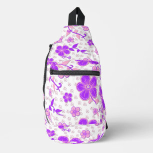 Sac À Bandoulière Impression simple de fleurs à l'aquarelle violette
