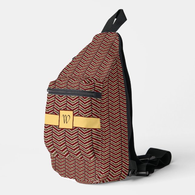 Sac À Bandoulière Imprimé Chevron Léopard (Coin droit)
