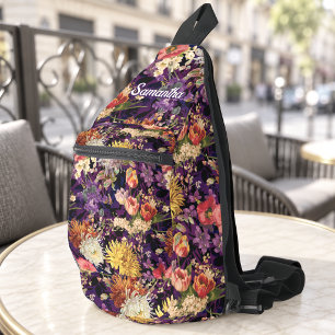 Sac À Bandoulière Imprimé floral jaune violet élégant