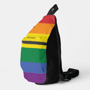 Sac À Bandoulière Indicateur Rainbow du nom personnalisé