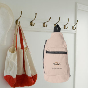 Sac À Bandoulière Initiales en monogramme beige nom moderne
