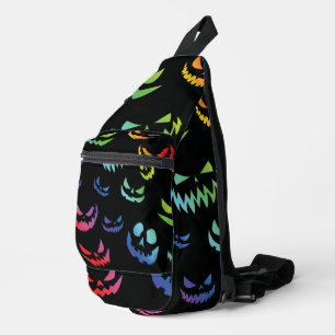 Sac À Bandoulière Jack-o'-lantern face Citrouille noir et blanc