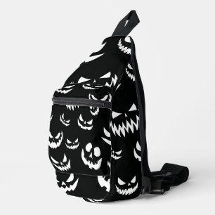 Sac À Bandoulière Jack-o'-lantern face Citrouille noir et blanc