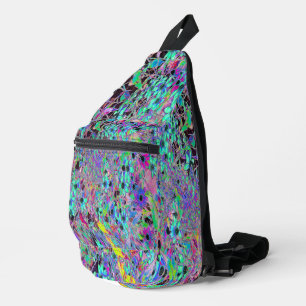 Sac À Bandoulière Jardin Violet avec Fleurs Aquamarine Psychédélique