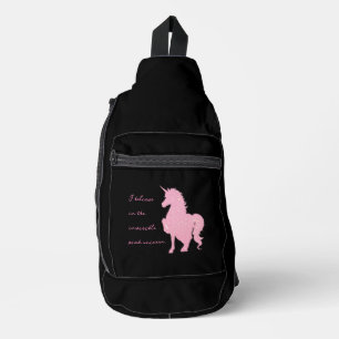 Sac À Bandoulière Je crois à la licorne rose invisible.