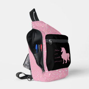 Sac À Bandoulière Je crois en la licorne rose invisible.
