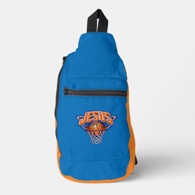 Sac À Bandoulière JÉSUS - Bleu et Orange (Recto)