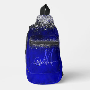 Sac À Bandoulière Joli bleu royal argent faux parties scintillant mo