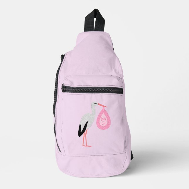 Sac À Bandoulière Jolie chatte rose bébé fille Stork (Recto)