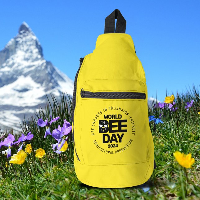Sac À Bandoulière Jour mondial de l'abeille Pollinateur noir jaune (World Bee Day Yellow Black Pollinator Sling Bag Cover Photo.)
