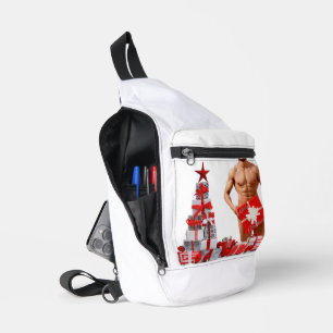 Sac À Bandoulière Joyeux Noël SlipperyJoe rouge blanc argent cadeau