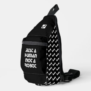 Sac À Bandoulière Juste un Humain Pas un Robot Noir Blanc Moderne